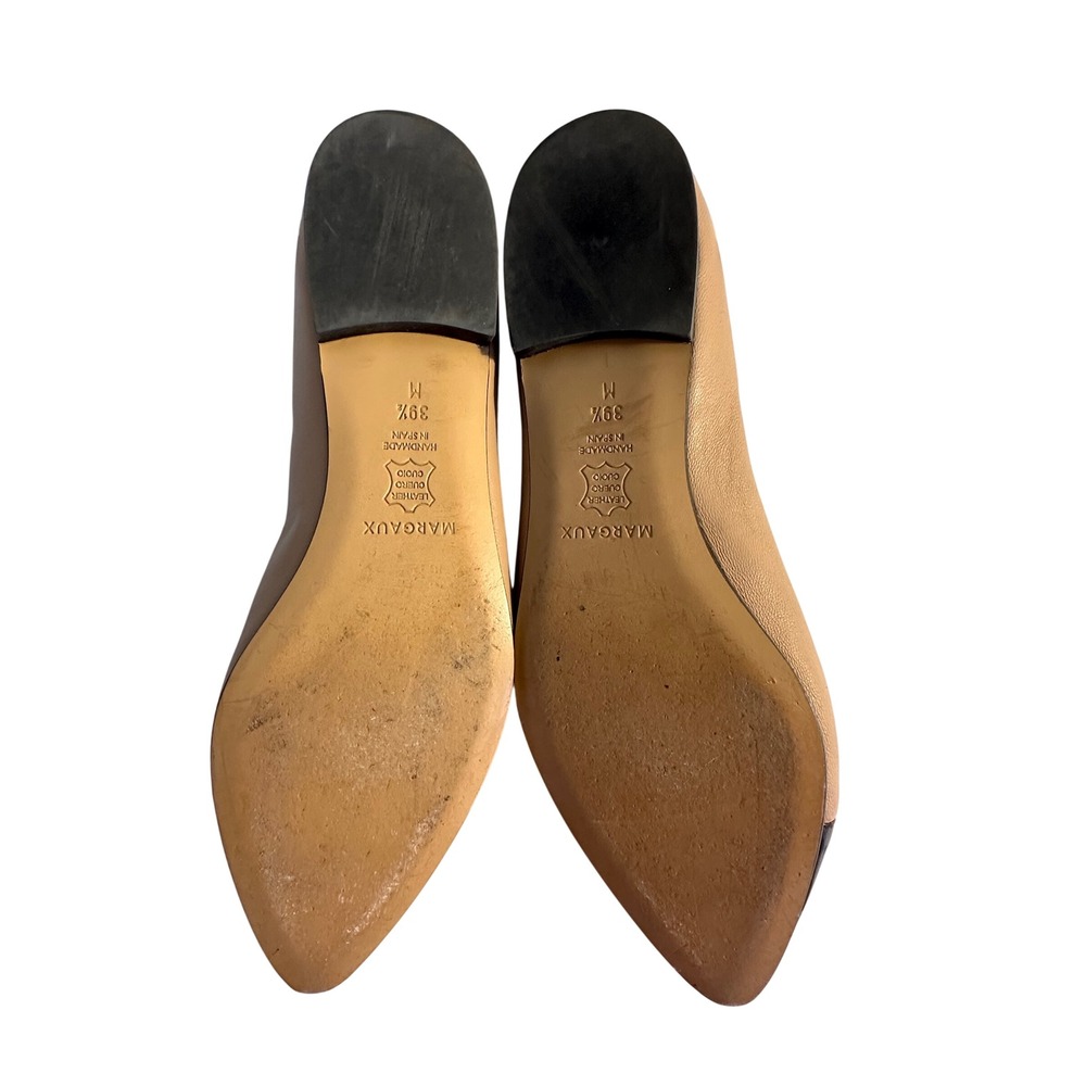 Margaux The Point Leather Ballet Flats Size 39.5 US 9 Black Tan Cap Toe Classic - Picture 10 of 10
